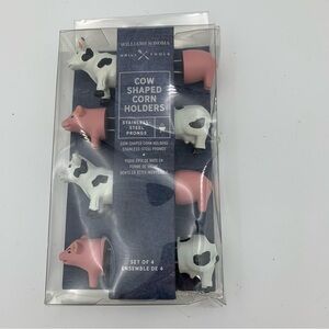 Williams Sonoma Corn Holders Cows‎ & Pigs Stainless Steel Grill BBQ Cute Party